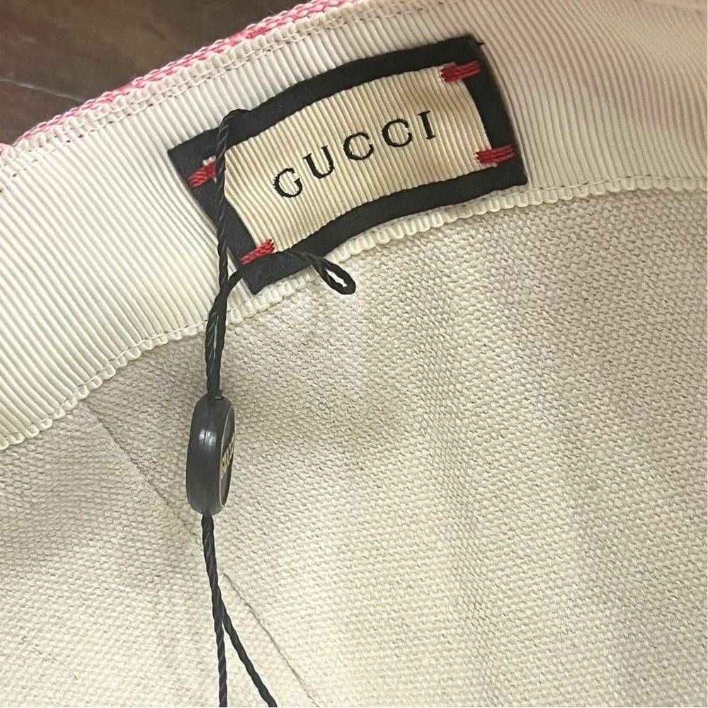 Gucci Pink GG Monogram Canvas Cotton Baseball Cap Hat - Picture 9 of 10